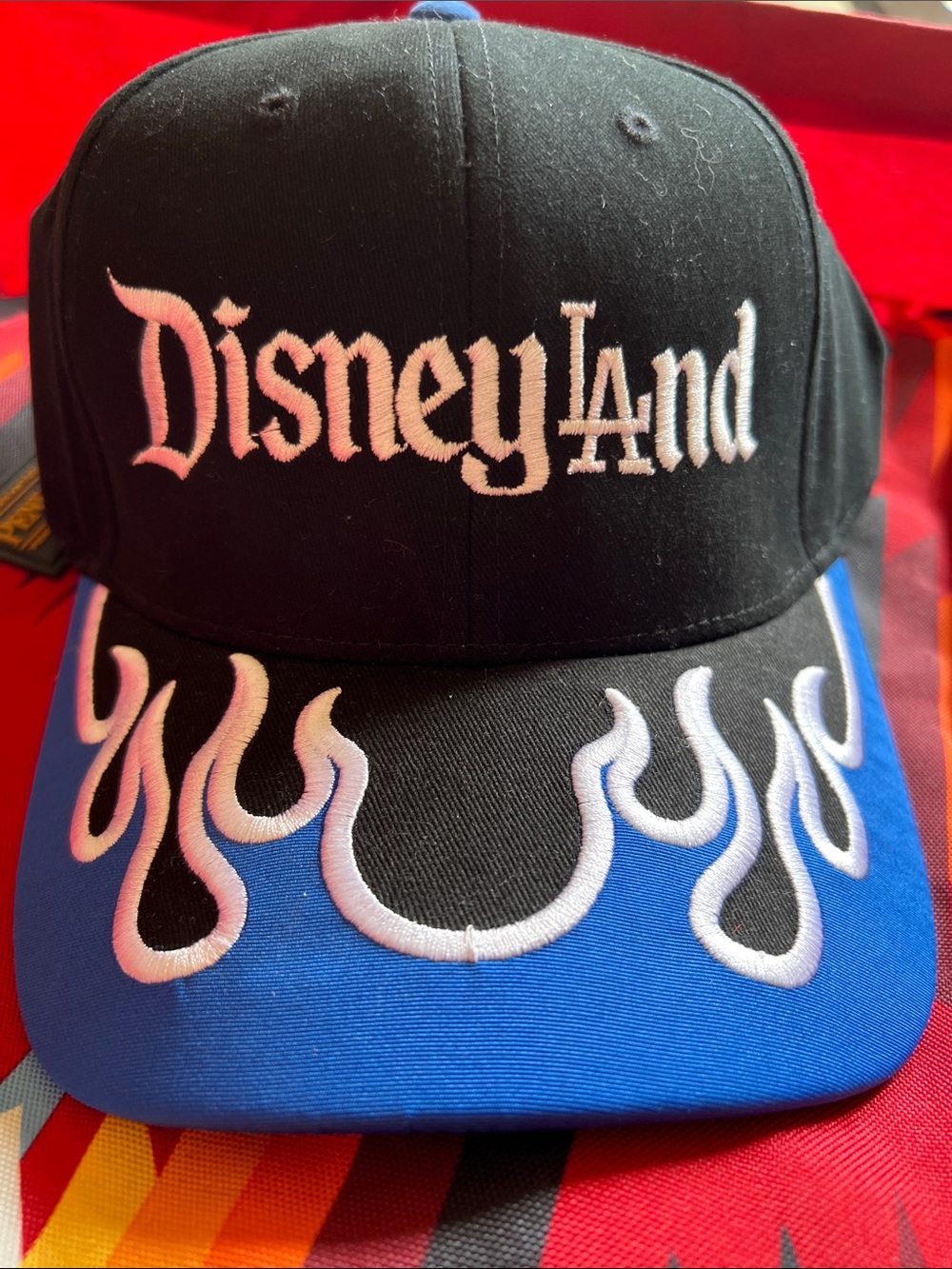 Disney Kids Black Hat with Blue Flame Brim